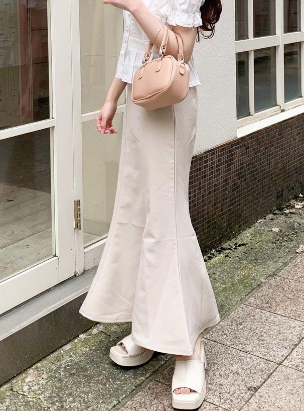 NEW GRL Beige Mermaid skirt/ Mermaid long skirt/ Span skirt/ A Line Skirt/  Rok Duyung GRL GU UNIQLO FIFTH ZARA H&M