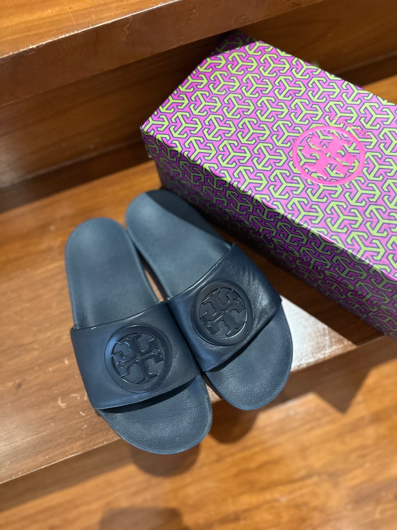 Tory burch lina slide navy deals