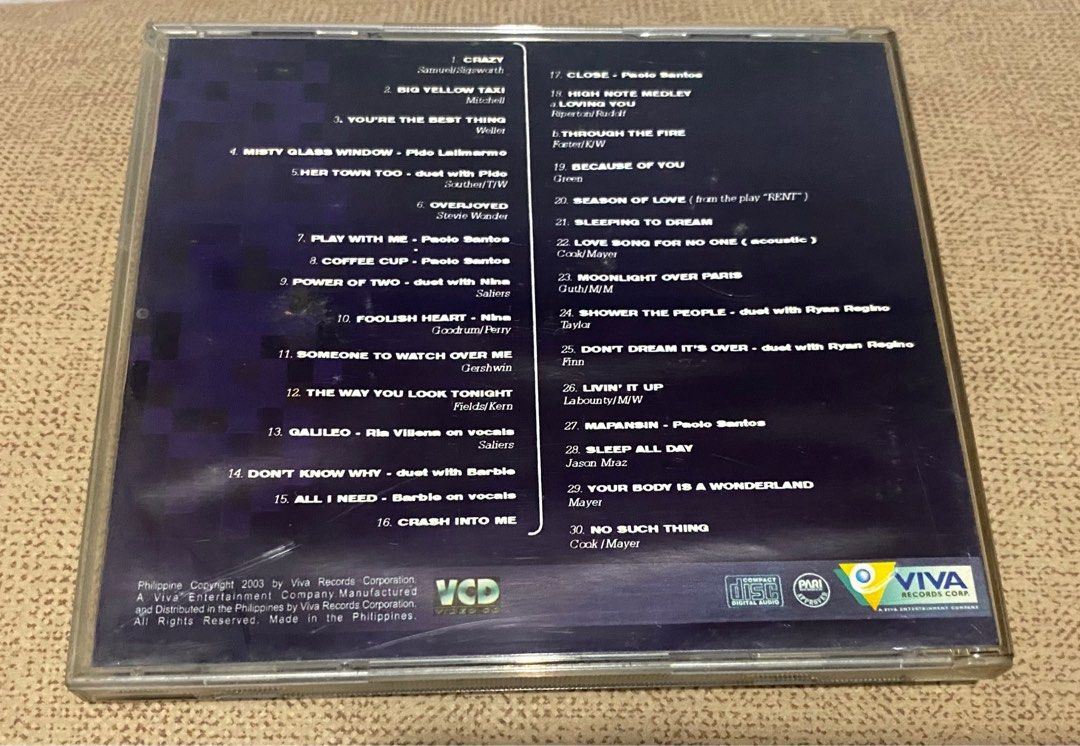 Paolo Santos VCD (Category: CDs & DVDs) located in Makati City. Submitted by _skull_ (Listing ID 1314515659, Image 2). Description: Acoustic Night Out concert Paolo Santos 2-disc Video CD Near mint.
