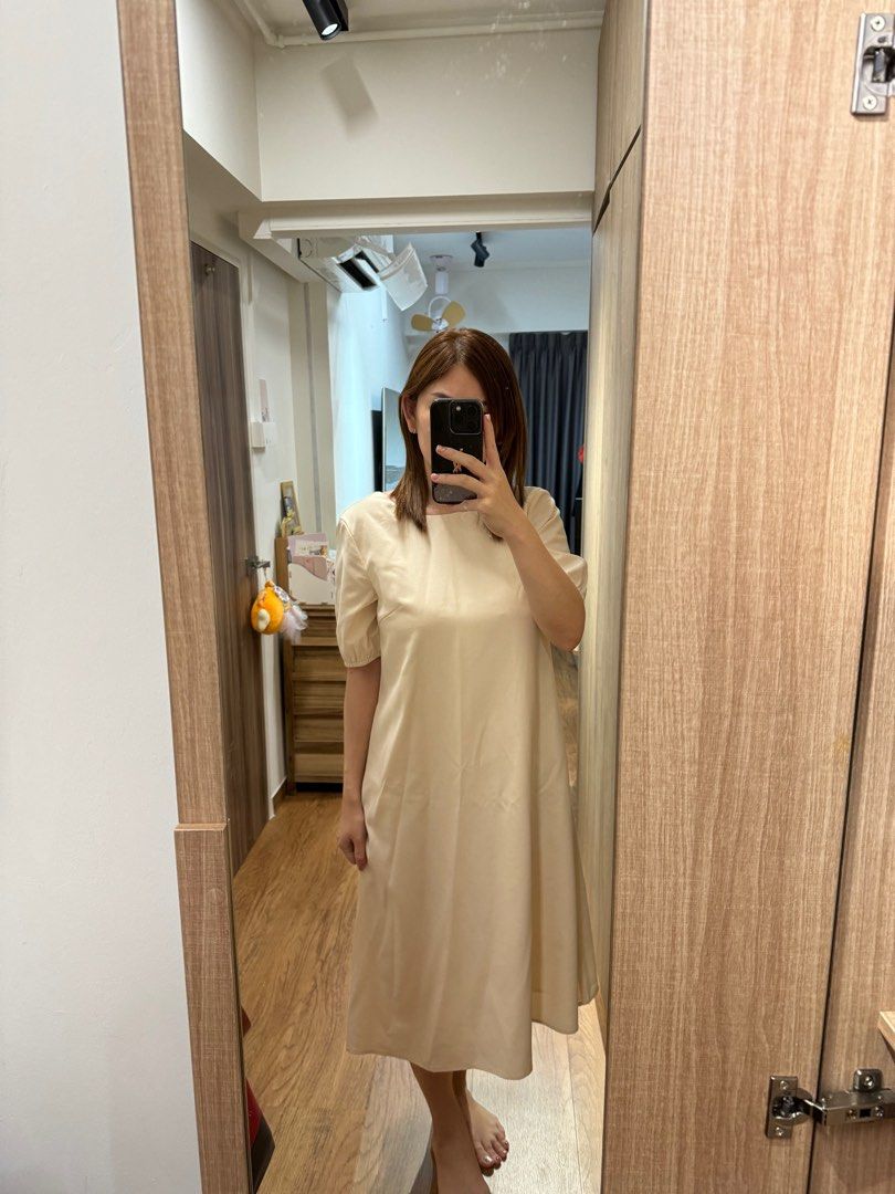 beige work dress Lorey Button Work Dress in Beige  AveryDay