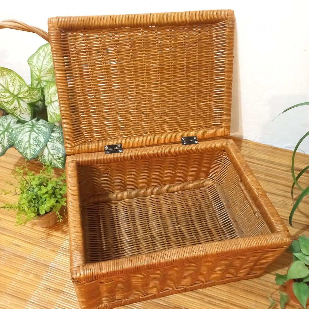 Rattan wicker box organizer with lid (Category: Storage Boxes & Baskets) located in Dasmarinas. Submitted by millennialmeetsvintage (Listing ID 1314433377, Image 2). Description: H 7.5 x L 14.5 x W 10 inches 📌shipping via lalamove only 📌no reservations, first-to-pay basis 📌no physical store, no walk-ins 📌ships from dasma cavite 📌no COD transactions.