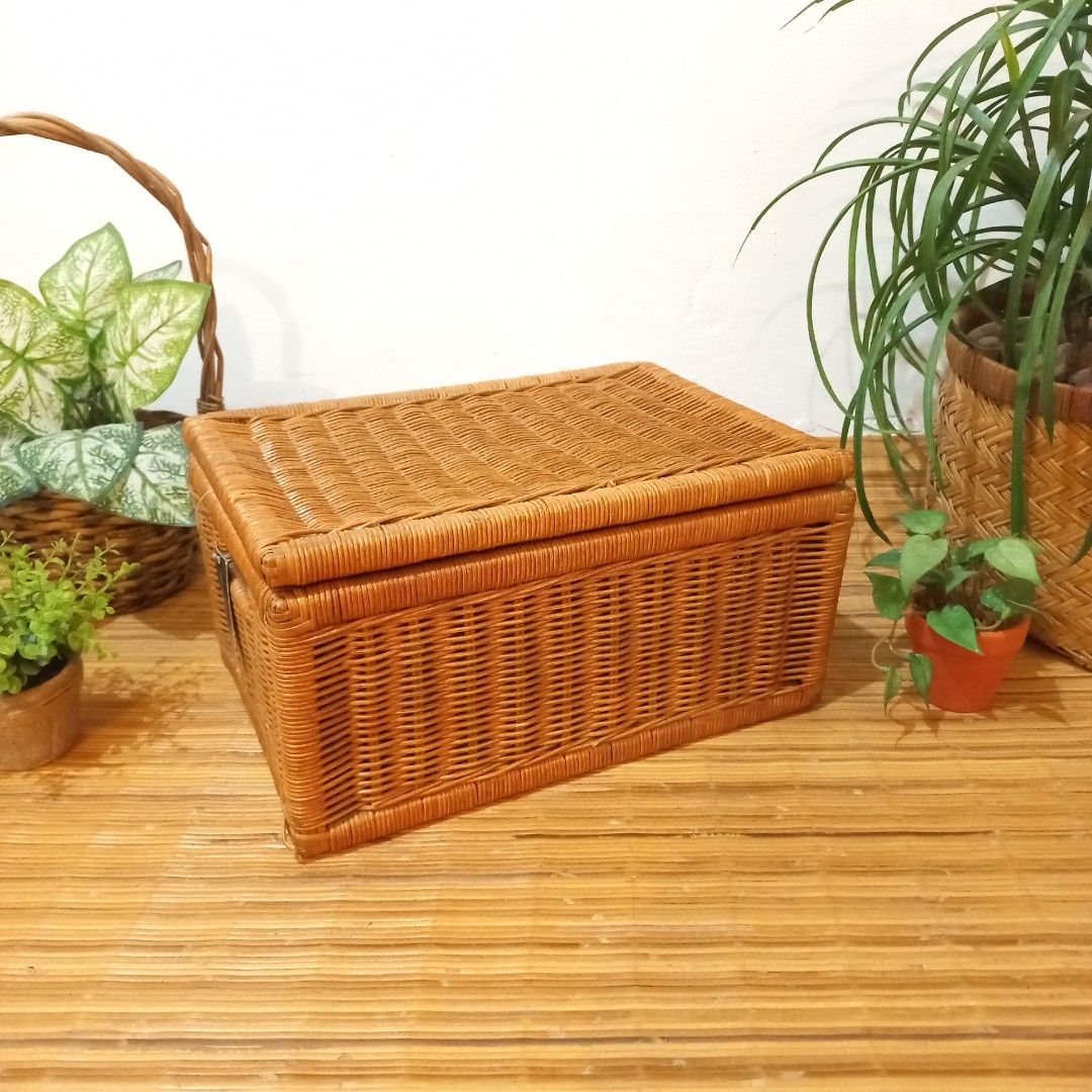 Rattan wicker box organizer with lid (Category: Storage Boxes & Baskets) located in Dasmarinas. Submitted by millennialmeetsvintage (Listing ID 1314433377, Image 3). Description: H 7.5 x L 14.5 x W 10 inches 📌shipping via lalamove only 📌no reservations, first-to-pay basis 📌no physical store, no walk-ins 📌ships from dasma cavite 📌no COD transactions.