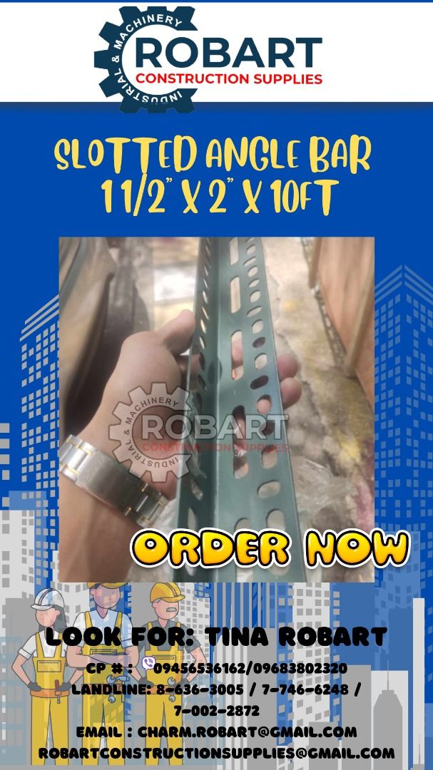 Slotted Angle Bar 1 1/2" x 2" x 10ft (Category: Construction & Building Materials) located in Manila. Submitted by tina.sales (Listing ID 1314413605, Image 1). Description: Slotted Angle Bar 1 1/2" x 2" x 10ft ₱450 𝑹𝑶𝑩𝑨𝑹𝑻 𝑪𝑶𝑵𝑺𝑻𝑹𝑼𝑪𝑻𝑰𝑶𝑵 𝑺𝑼𝑷𝑷𝑳𝑰𝑬𝑺 𝑶𝒇𝒇𝒊𝒄𝒆 𝑨𝒅𝒅𝒓𝒆𝒔𝒔: 𝟏𝟒𝟎𝟓 𝒀𝒖𝒔𝒆𝒄𝒐 𝑺𝒕. 𝑺𝒕𝒂 𝑪𝒓𝒖𝒛 𝑴𝒂𝒏𝒊𝒍𝒂 𝑺𝑬𝑵𝑫 𝑼𝑺 𝑴𝑬𝑺𝑺𝑨𝑮𝑬 𝑭𝑶𝑹 𝑰𝑵𝑸𝑼𝑰𝑹𝑰𝑬𝑺 ‼️ ‼️ 𝑮𝒍𝒃𝒆 - (𝟢𝟫𝟒𝟓-𝟔𝟓𝟑-𝟔𝟏�