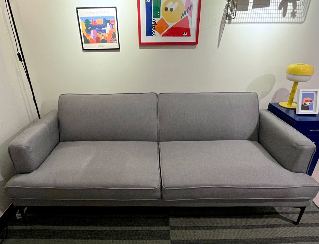Sofa / Sofabed / Couch (Category: Sofas) located in Pasig City. Submitted by dpl__ (Listing ID 1314426801, Image 1). Description: Well taken care of (we always have sofa cover) Can turn into a bed Can be reclined as well Sofa: 208L X 98W X 81H Bed: 208L X 108W X 41H Rfs: I prefer a darker shade of grey 😅.