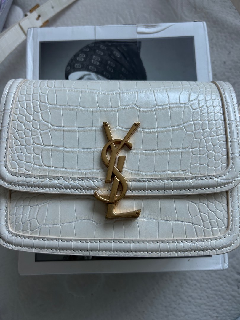 Ysl white croc bag on sale