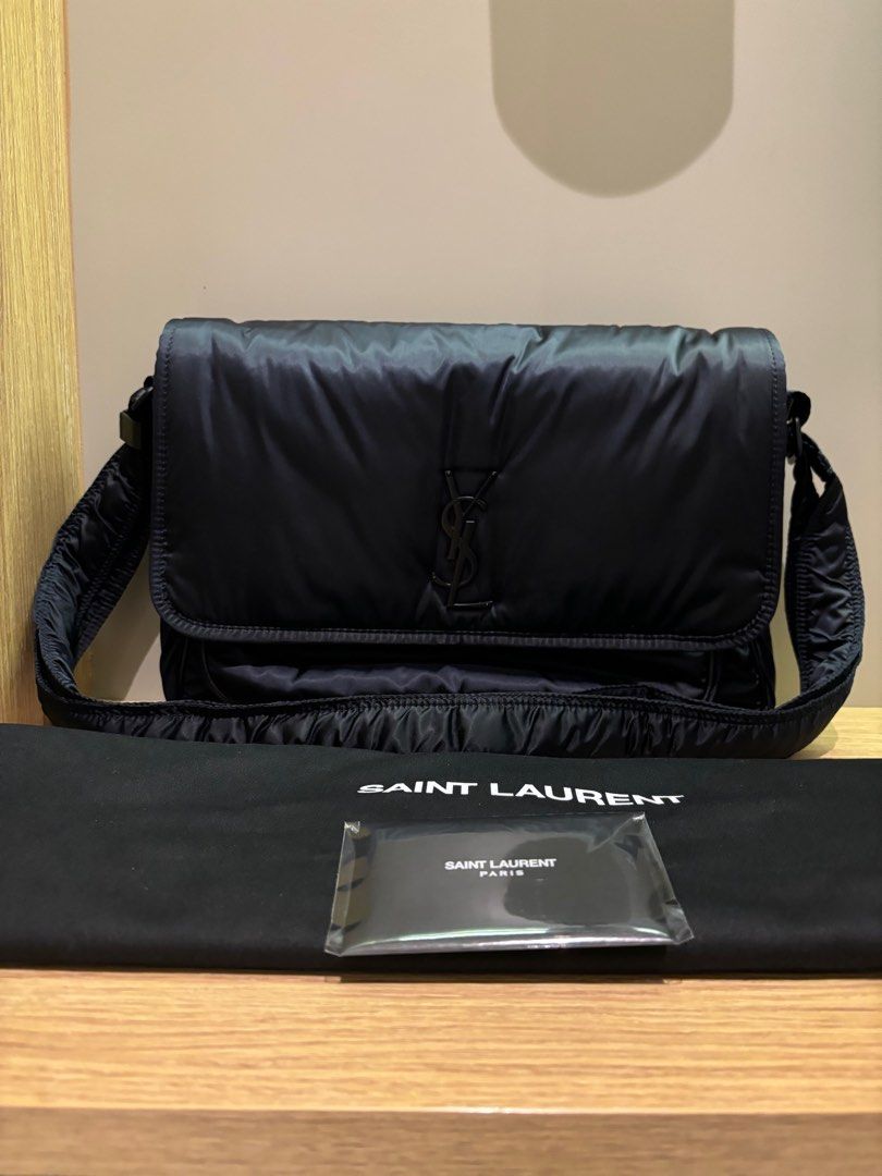 YSL Dark Navy Blue Niki Messenger Flap Bag with Matte Black Hardware in Econyl Nylon Yves Saint Laurent crossbody shoulder sling bag men women unisex Luxury Bags Wallets on Carousell