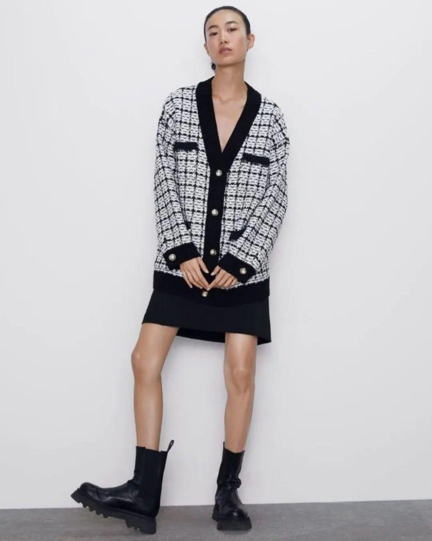 Zara tweed cardigan new arrivals