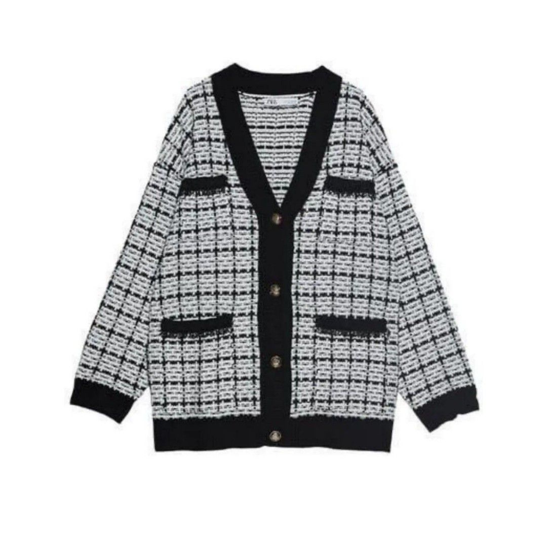 ZARA TWEED Cardigan Fesyen Wanita Pakaian Wanita Atasan di Carousell