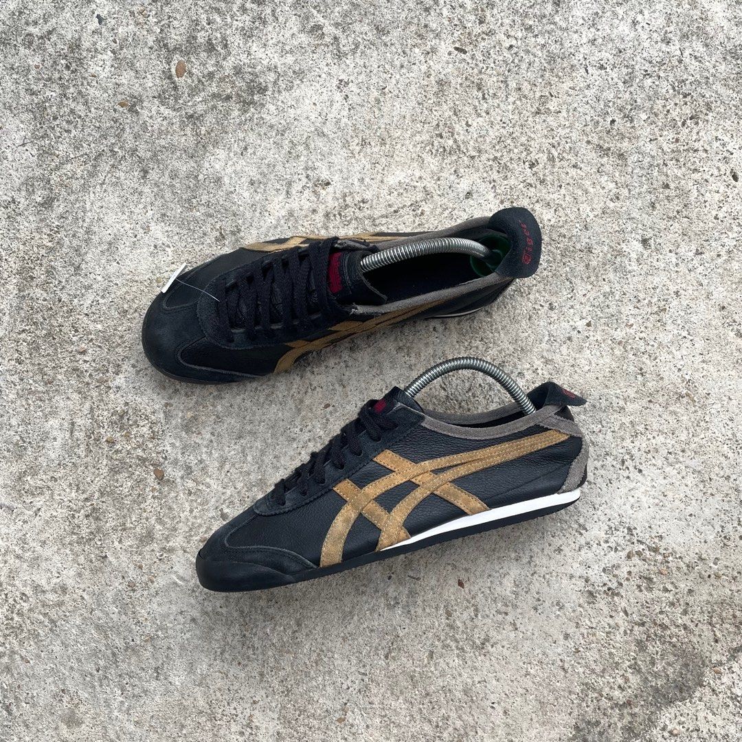 0nitsuka Tiger Mexic0 66 Black Gold Yellow 7UK RM12O Men s Fashion Footwear Sneakers on Carousell