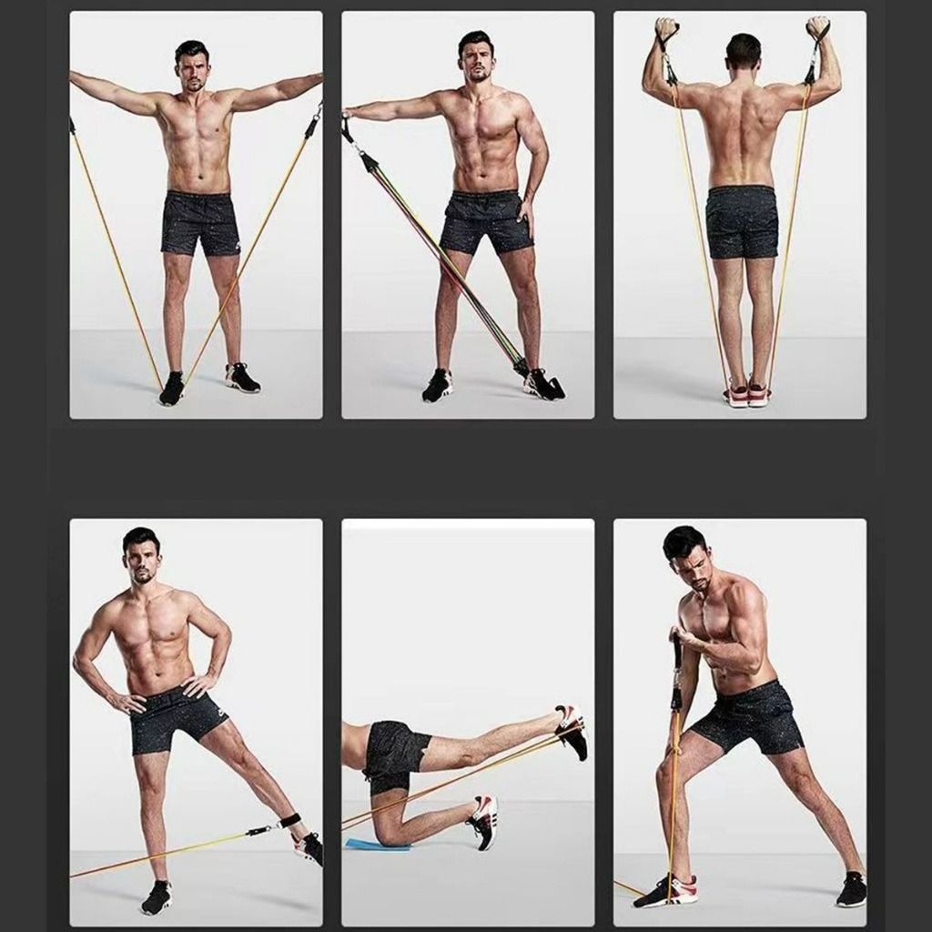 14pcs Multifunctional Home Fitness Training Resistance and Tension Rope Resistance Rope Body Workout Yoga Fitness Sports Equipment Exercise Fitness Toning Stretching Accessories on Carousell