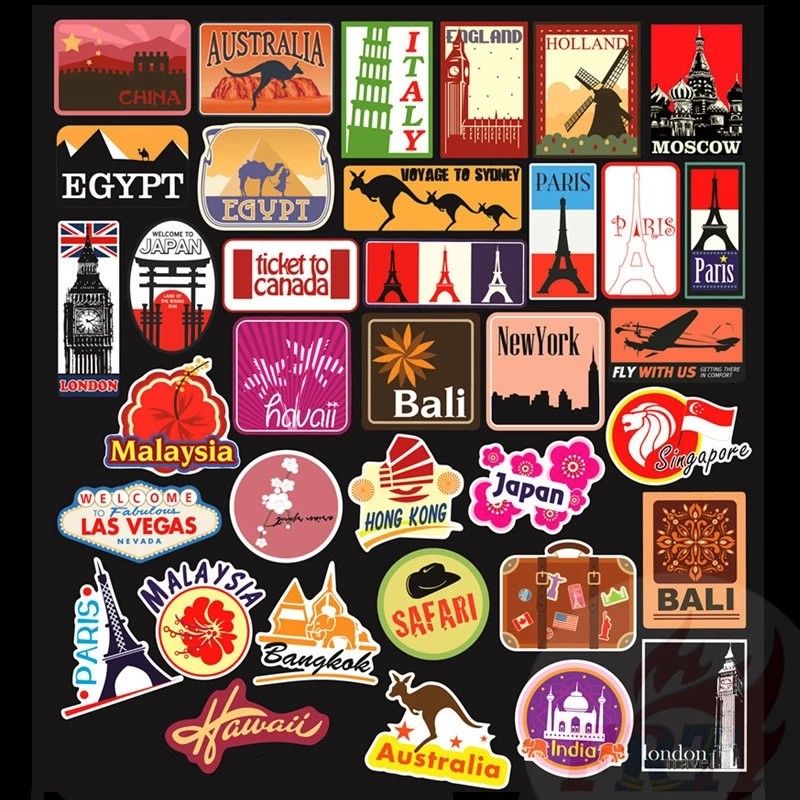 25/50/75/100 Pcs Famous Tourist Country City Attraction World Travel ...