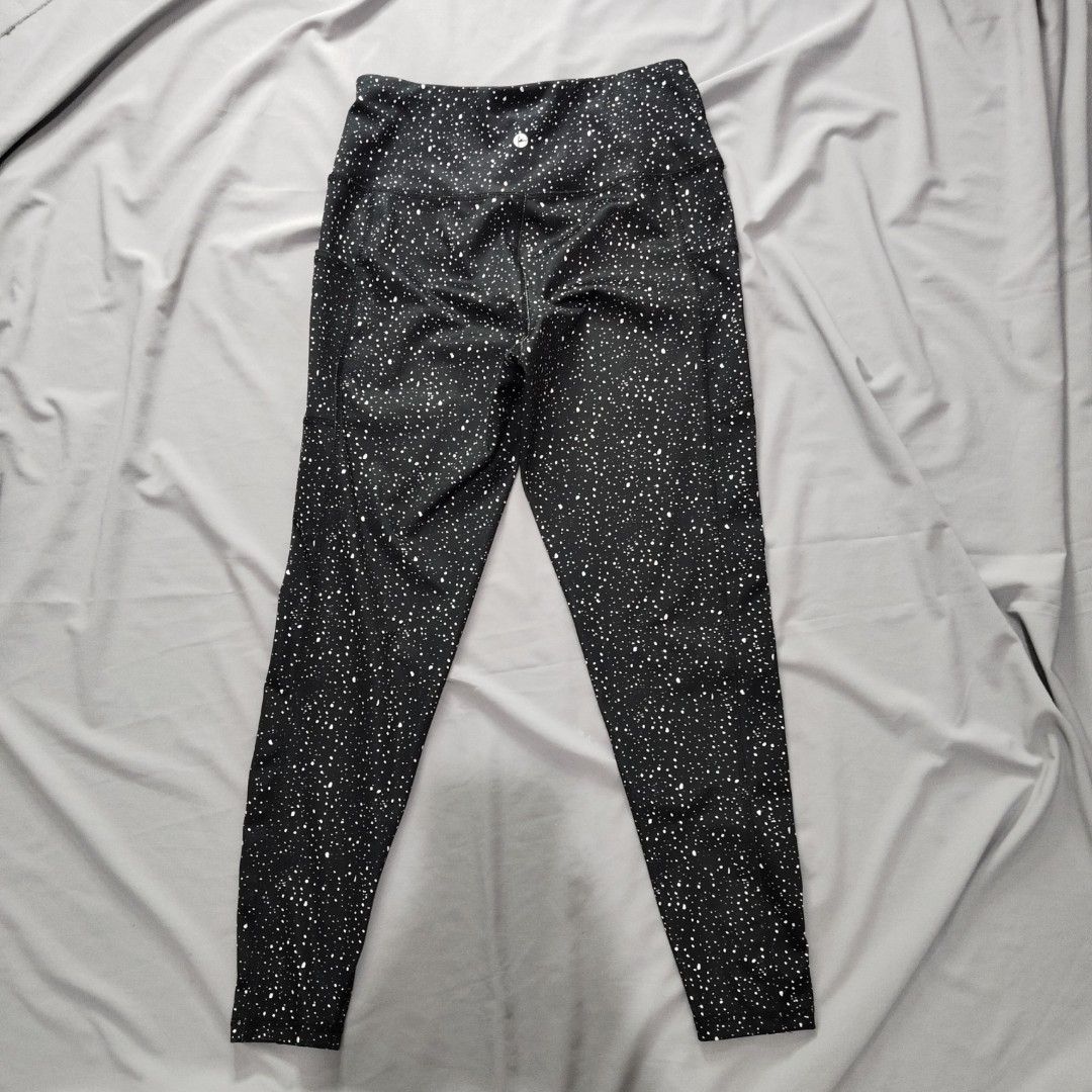 90 DEGREES BY REFLEX: Polkadots Gym Fitness Long Pants B&W