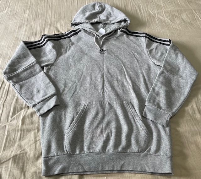 Adidas Men Medium Grey Long Sleeve Hoodie Sweater Men s Fashion Activewear on Carousell