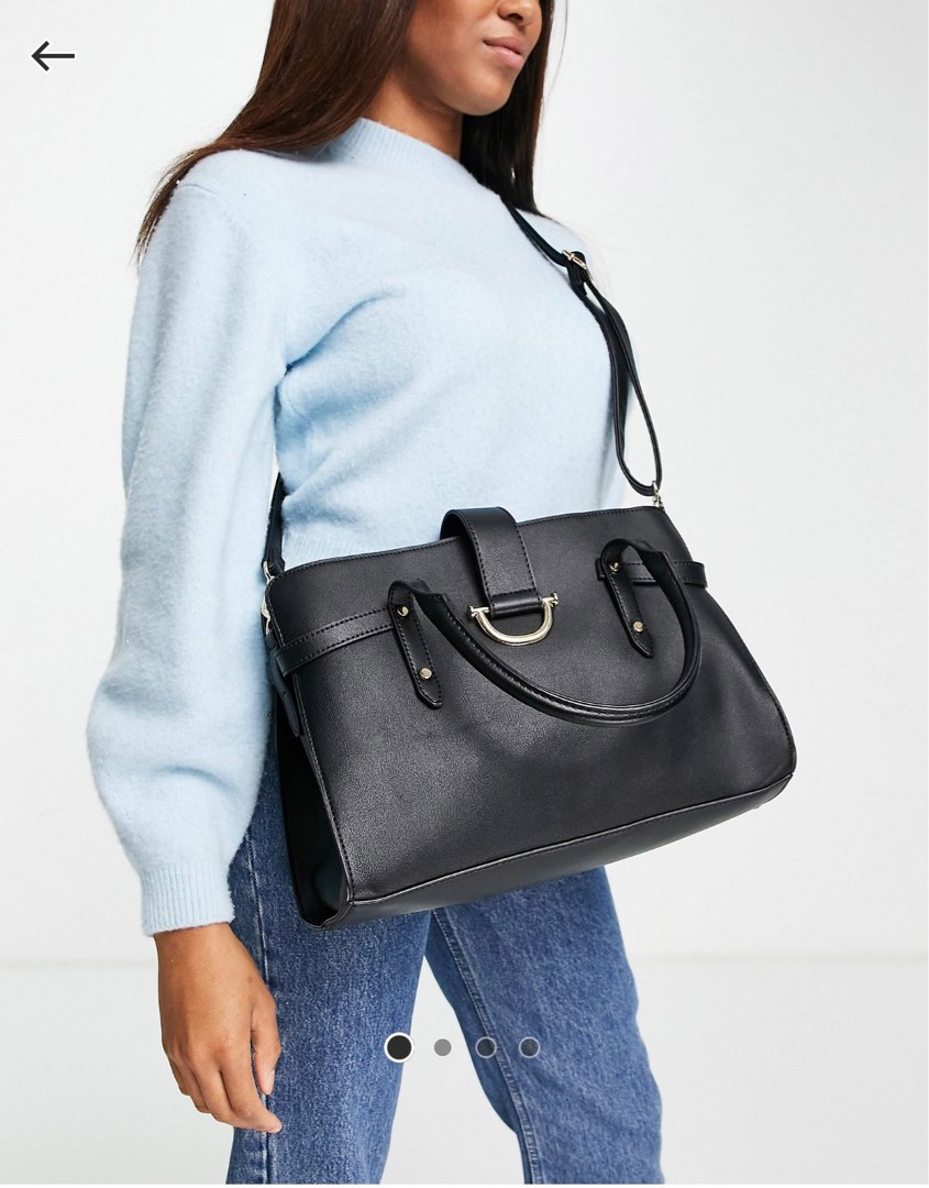 ASOS design black work bag with gold hardware