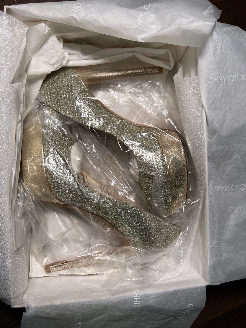 Authentic Jimmy Choo Ellis 120 (Champagne) with Original Packaging 