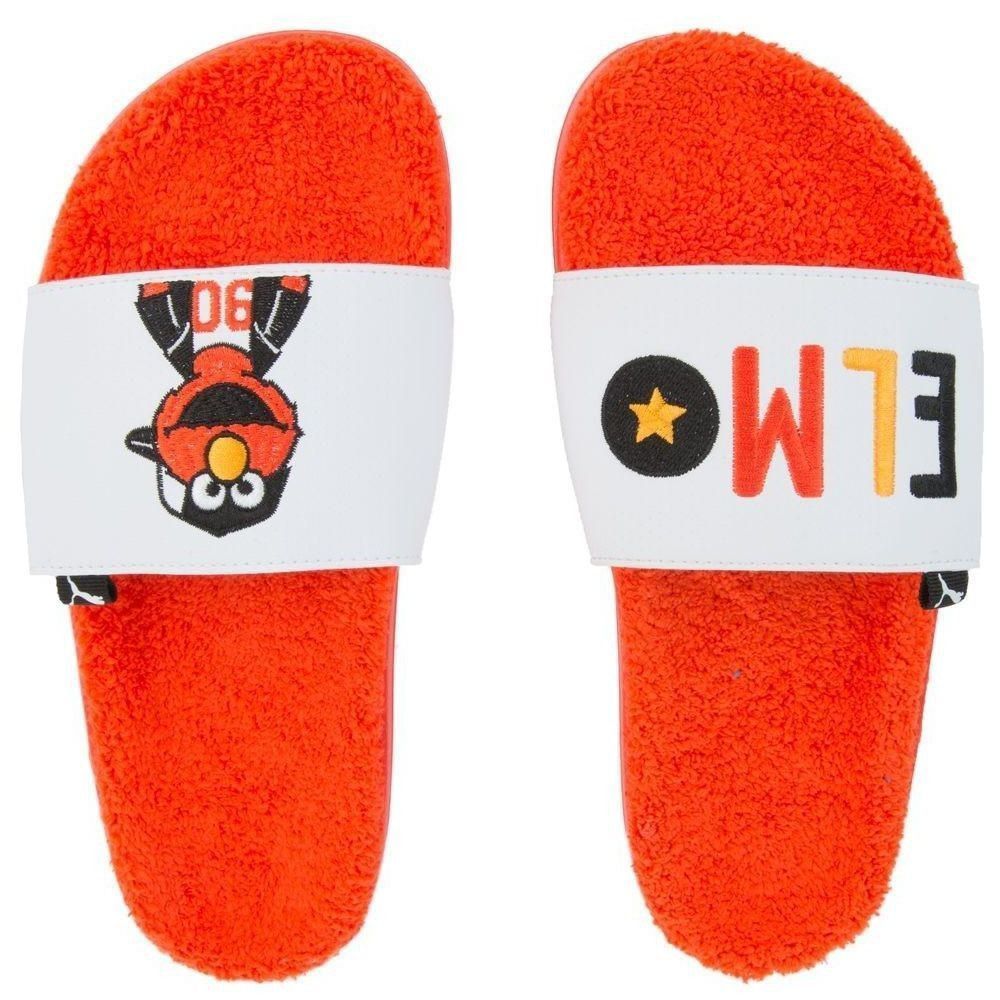 BNIB BNWT Puma Sesame Street Elmo Furry Red White Embroidered Slides Sliders Slippers Slide UK 1 EUR 33 US2C 22CM Fits Kids 8Y 9Y 10Y 11Y USS