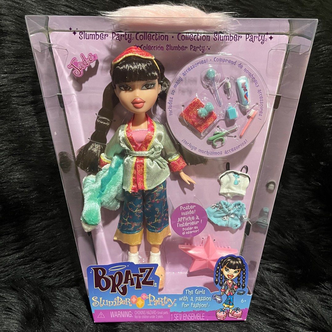Bratz Slumber Party Jade Doll (Category: Kids Toys) located in Cebu City. Submitted by jayrassicpark (Listing ID 1314585376, Image 1). Description: Bratz doll Slumber Party with 2 sets of pajamas, plush, and accessories for sale for only ₱2,800 Details: -One Jade or Kool Kat doll (On Hand) -Brand New (NRFB) -Comes with 2 sets of pjs and complete accessories -Authentic toy from MGA -Unreasonable returns and refunds not allowed -All items cross-pos