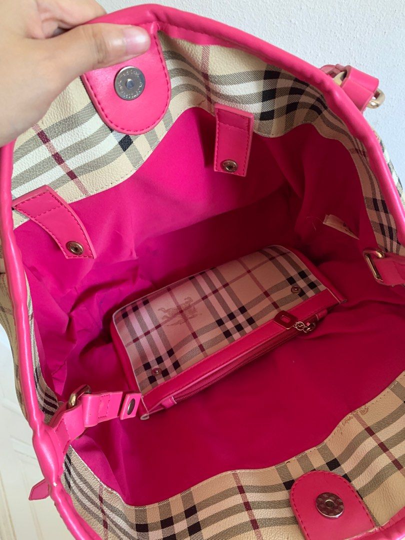 Burberry pink tote bag clearance