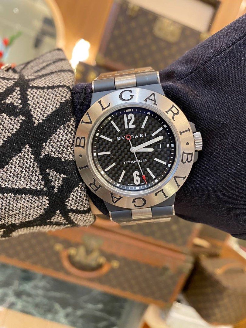 BVLGARI DIAGONO TITANIUM BLACK CARBON DIAL 44MM AUTOMATIC YEAR 2014 WATCH Luxury Watches on Carousell