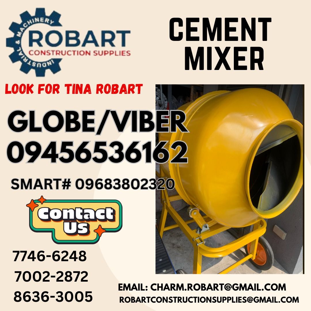 Cement Mixer 450L Auto Unload (Category: Construction Tools & Equipment) located in Manila. Submitted by tina.sales (Listing ID 1314656716, Image 1). Description: Cement Mixer 450L Auto Unload ₱50,760 𝑹𝑶𝑩𝑨𝑹𝑻 𝑪𝑶𝑵𝑺𝑻𝑹𝑼𝑪𝑻𝑰𝑶𝑵 𝑺𝑼𝑷𝑷𝑳𝑰𝑬𝑺 𝑶𝒇𝒇𝒊𝒄𝒆 𝑨𝒅𝒅𝒓𝒆𝒔𝒔: 𝟏𝟒𝟎𝟓 𝒀𝒖𝒔𝒆𝒄𝒐 𝑺𝒕. 𝑺𝒕𝒂 𝑪𝒓𝒖𝒛 𝑴𝒂𝒏𝒊𝒍𝒂 𝑺𝑬𝑵𝑫 𝑼𝑺 𝑴𝑬𝑺𝑺𝑨𝑮𝑬 𝑭𝑶𝑹 𝑰𝑵𝑸𝑼𝑰𝑹𝑰𝑬𝑺 ‼️ ‼️ 𝑮𝒍𝒃𝒆 - (𝟢𝟫𝟒𝟓-𝟔𝟓𝟑-𝟔𝟏𝟔𝟐) 𝑻.𝑴. - 