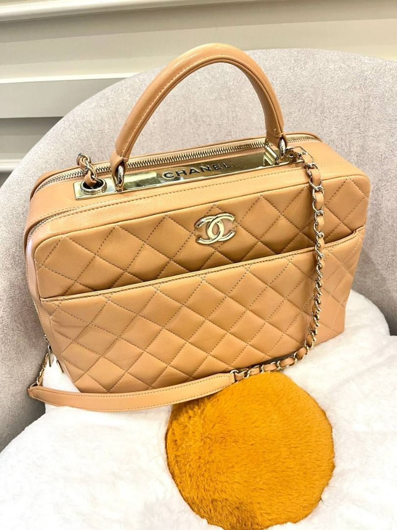 CHANEL TRENDY CC BOWLING BAG IN BEIGE CALFSKIN LEATHER YEAR 2017