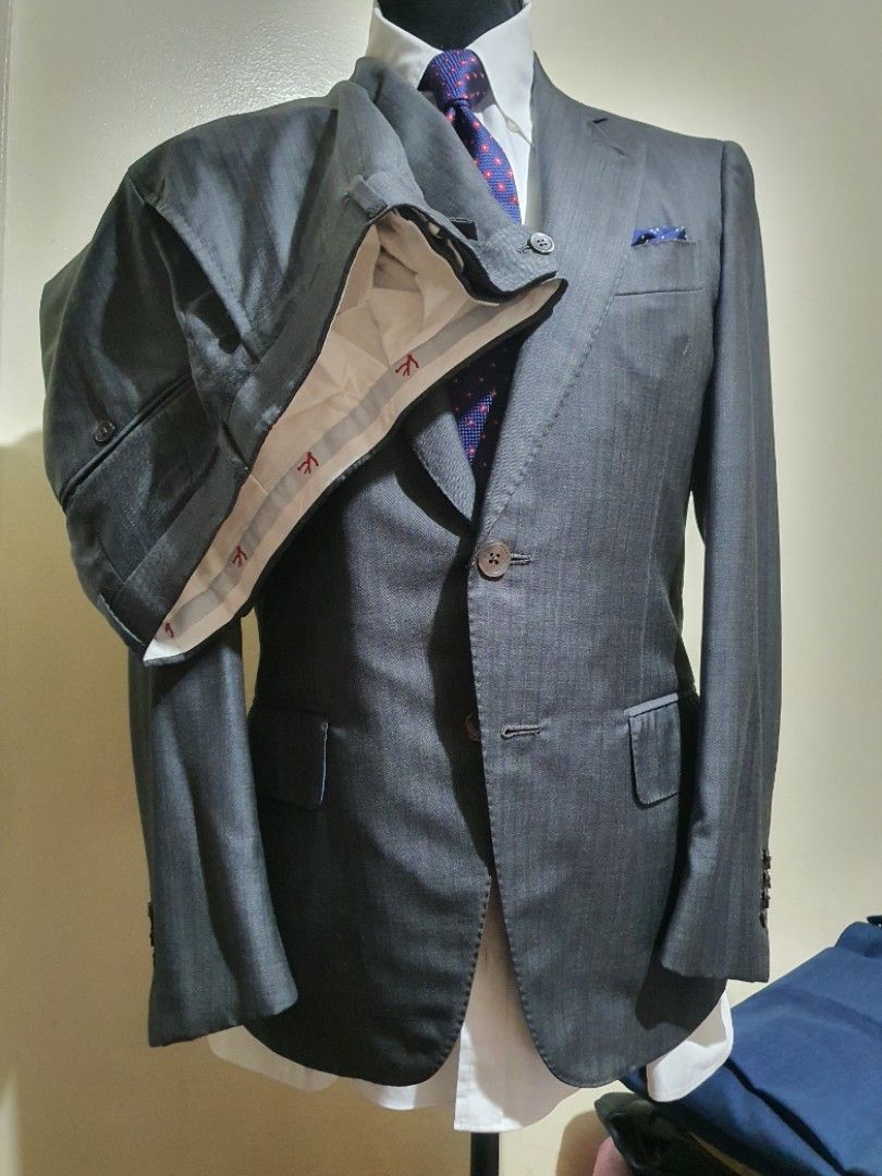 Mens 36 Long Suit - Size 36L Charcoal Pinstripe Suit main image 0