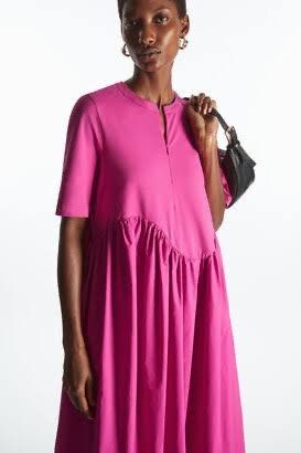 cos oversized asymmetric-waist dress Cos Asymmetric Gathered Midi Dress In Black - 60% Off