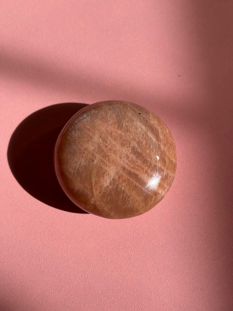 Crystals: Peach Moonstone Palm Stone (Category: Other Home Decor) located in Las Pinas. Submitted by cc.declutter (Listing ID 1314720839, Image 2). Description: up for sale peach moonstone palm stone php 300, negotiable 2 x 4.2 x 4.5 cm pay 50% within 24 hours, then settle remaining balance in 3 days max location: las piñas mop: bpi, maya, gcash mod: same-day delivery, j&t, gogoxpress.
