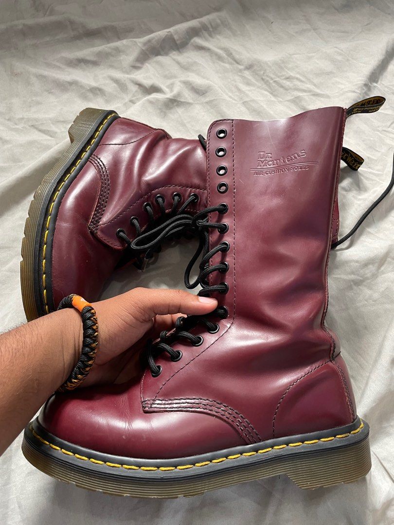 Dr. martens 1914 Cherry Red Smooth Tall Boots Women s Fashion Bottoms Other Bottoms on Carousell