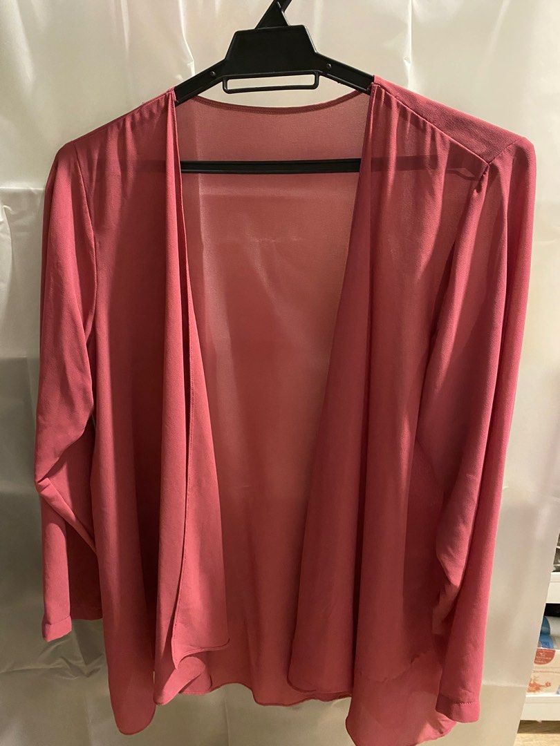 Dusty pink chiffon cardigan Women s Fashion Tops Longsleeves on Carousell