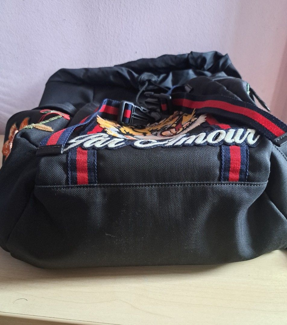 Gucci bagpack Techno Canvas Embroidered Tiger, Men's Fashion, Bags