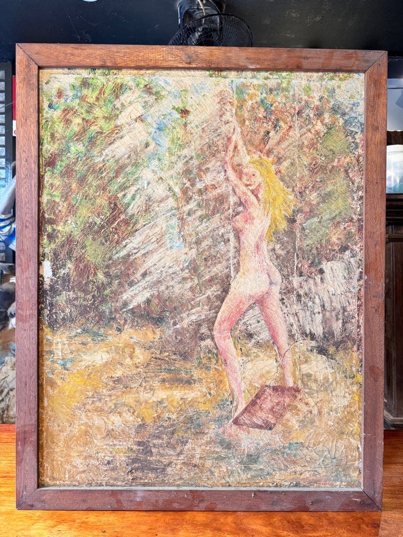 Impressionist Nude Nature Painting (Category: Art & Prints) located in Manila. Submitted by sinaunang_gamit (Listing ID 1314674332, Image 1). Description: Impressionist Nude Nature Painting Height: 36 inches Width: 28.5 inches unsigned and undated 8k.