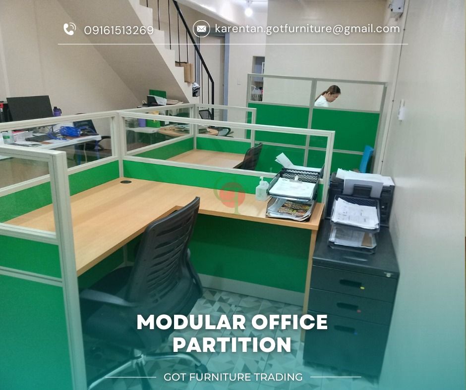 Laminated Finish Workstation with Glass | L-type table., Furniture ...