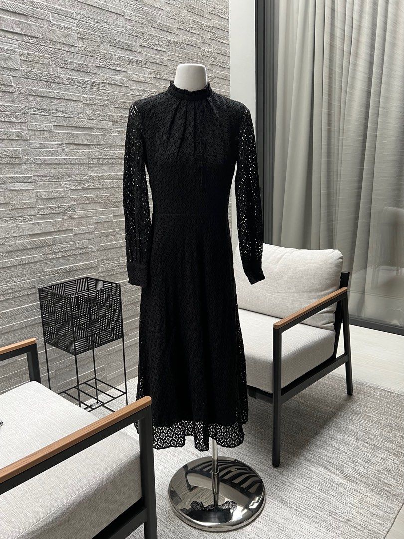 lulus black bow dress MASSIMO DUTTI. Long black dress with beige polka dots, size 36  Hibuy  market