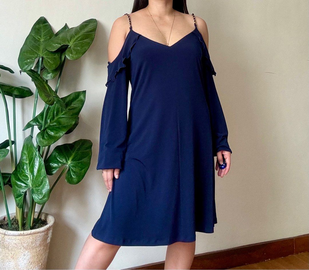 Michael kors blue dress with gold chain online
