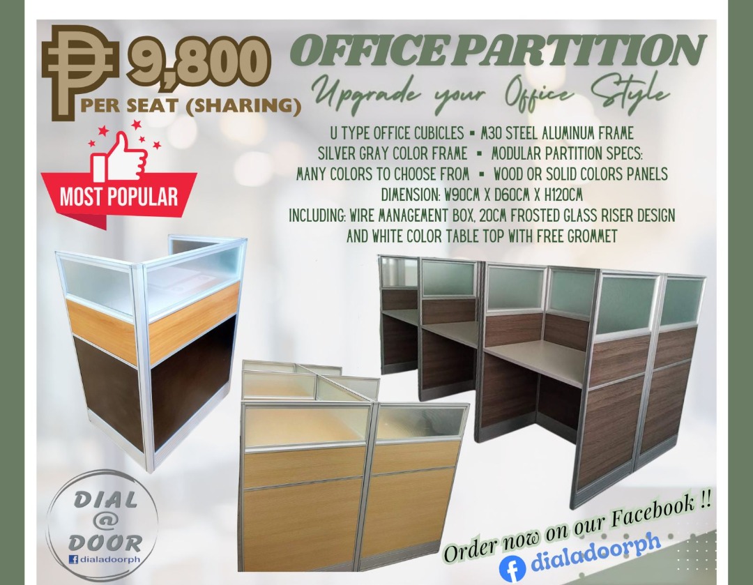Office Modular Partition Fishbone U-Type Layout (Installation Included ...