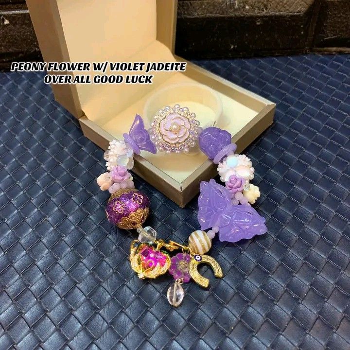 Peony flower with violet jadeite bracelet (Category: Bracelets) located in Manila. Submitted by delynonlineshopping_ (Listing ID 1314650981, Image 1). Description: 💥 NEW ARRIVAL POST ❤️ PEONY FLOWER W/ VIOLET JADEITE OVER ALL GOOD LUCK CHARM BRACELET ❤️ 🧧 PEONY FLOWER = meanings include romance, prosperity, good fortune, a happy marriage, riches, honor, and compassion. 🧧 SWAROVSKI = Swarovski Crystals are not actually crystals in the sense of 