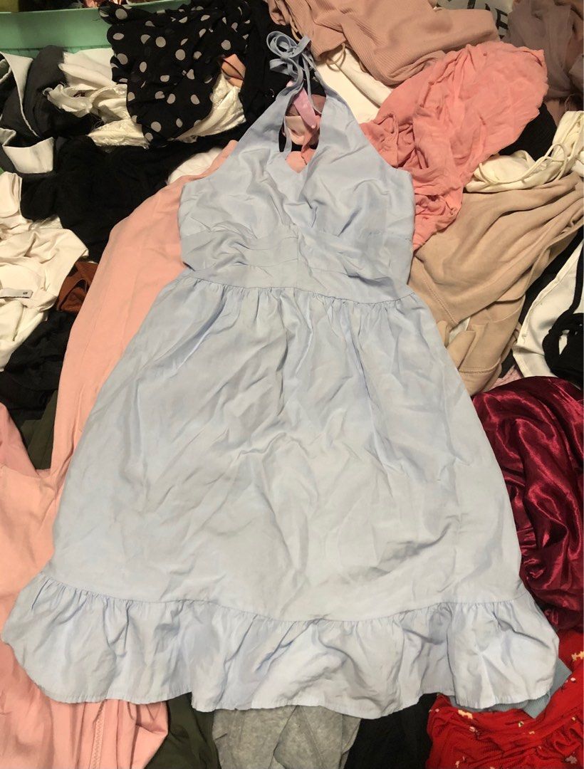 powder blue backless flowy dress (Category: Dresses) located in Taguig. Submitted by hanzdeclutter (Listing ID 1314634839, Image 1). Description: just used once :) small rfs: declutter pay first - gcash lalamove / j&t sf starts at ₱45 📍Taguig.