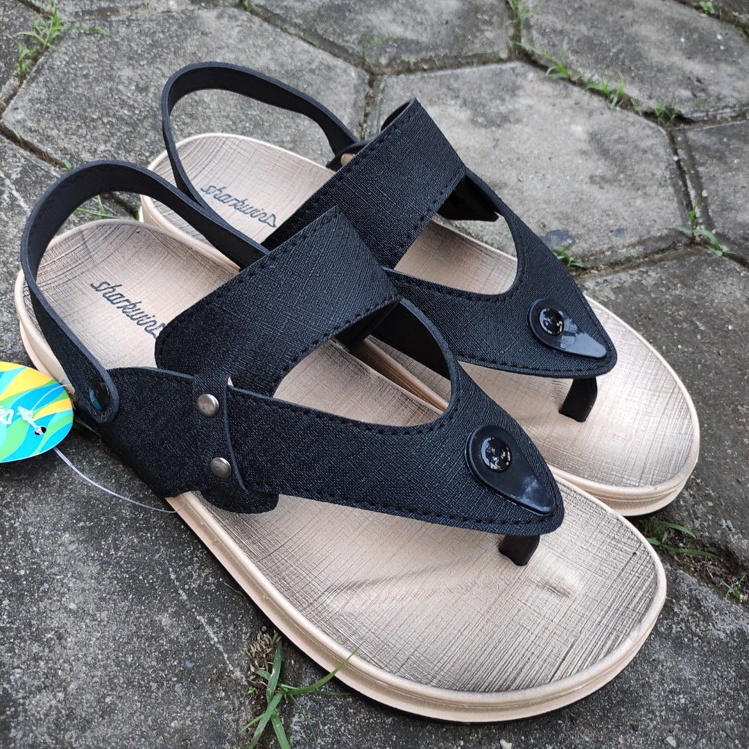Sepatu Sendal Jepit Karet Black bisa 2 Model Gaya Size 42, Fesyen Pria