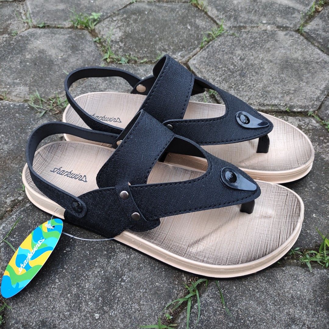 Sepatu Sendal Jepit Karet Black bisa 2 Model Gaya Size 42, Fesyen Pria