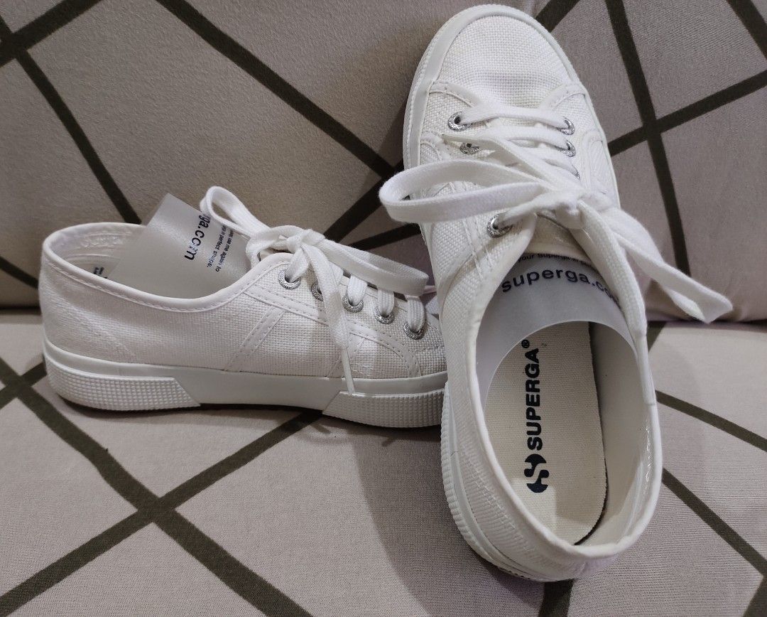 Superga White Canvas Shoes Women s Fashion Footwear Sneakers on Carousell