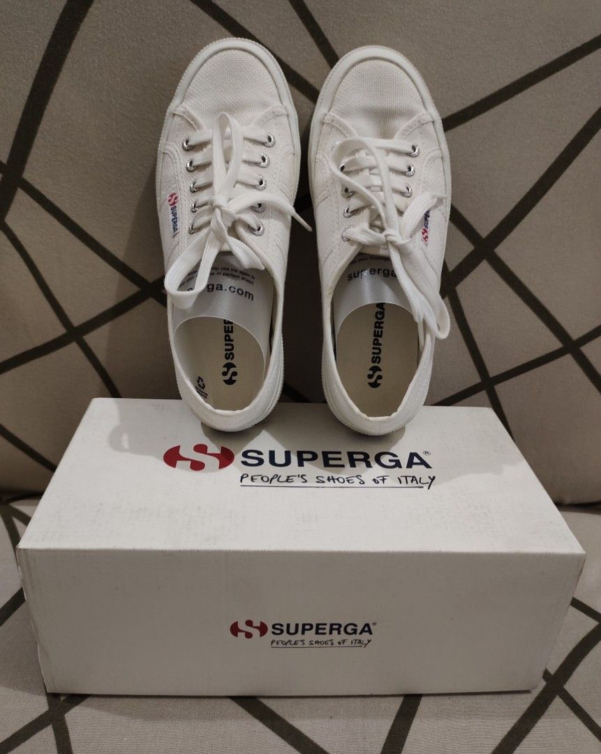 Superga White Canvas Shoes Women s Fashion Footwear Sneakers on Carousell