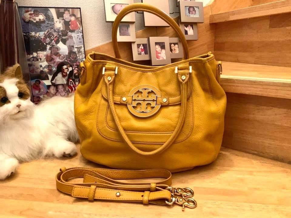 tory burch 2 way mustard leather bag Luxury Bags Wallets on Carousell