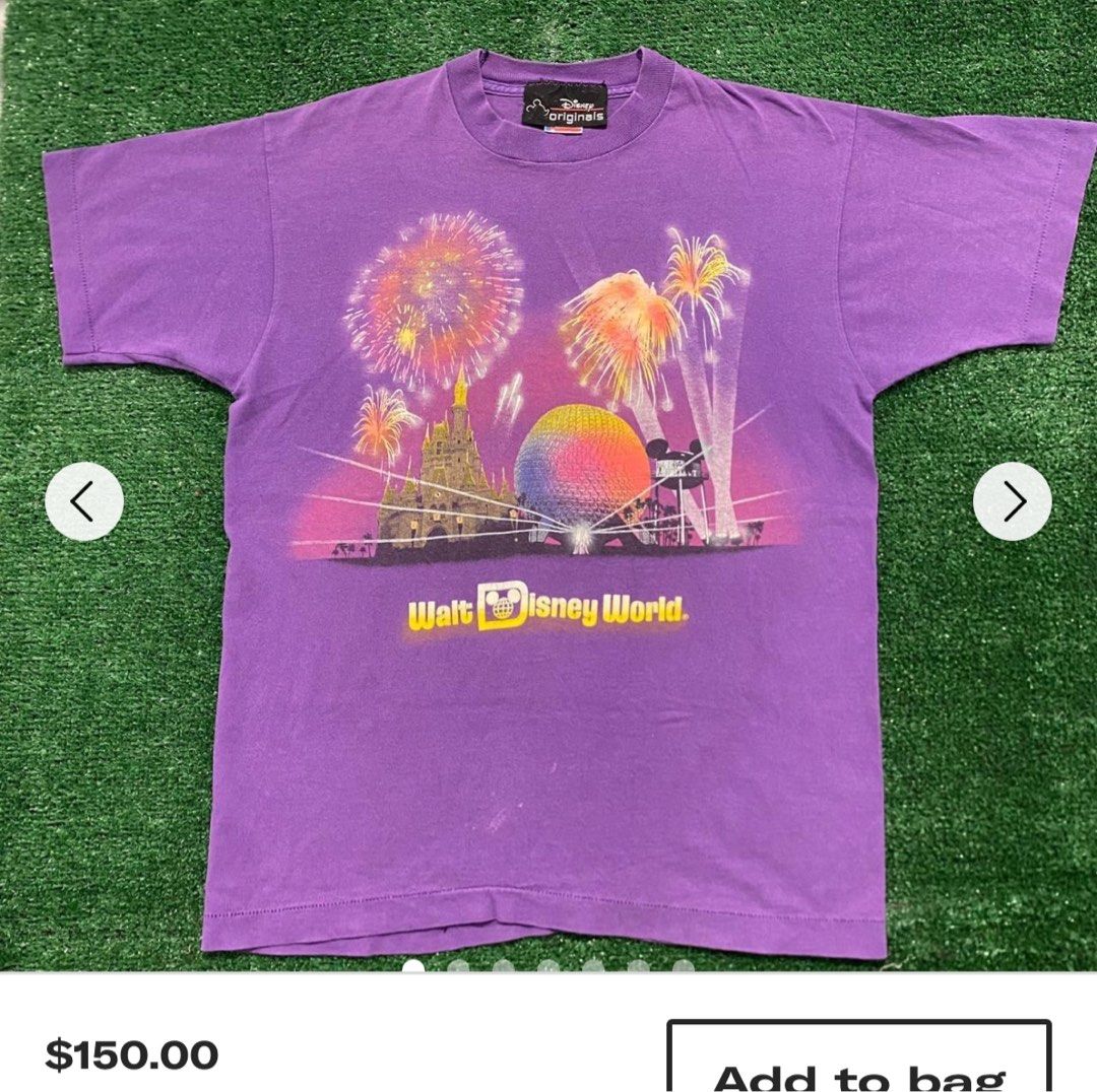 Vintage 90s Walt Disney World Fireworks Shirt (Category: Shirts) located in Quezon City. Submitted by emporium.vtg (Listing ID 1314592238, Image 3). Description: Vintage 90s Walt Disney World Fireworks Light Purple Shirt Disney Originals & Fruit of the Loom Double Tag / Single Stitch Size Medium Dimensions: 20”x27” Great condition.