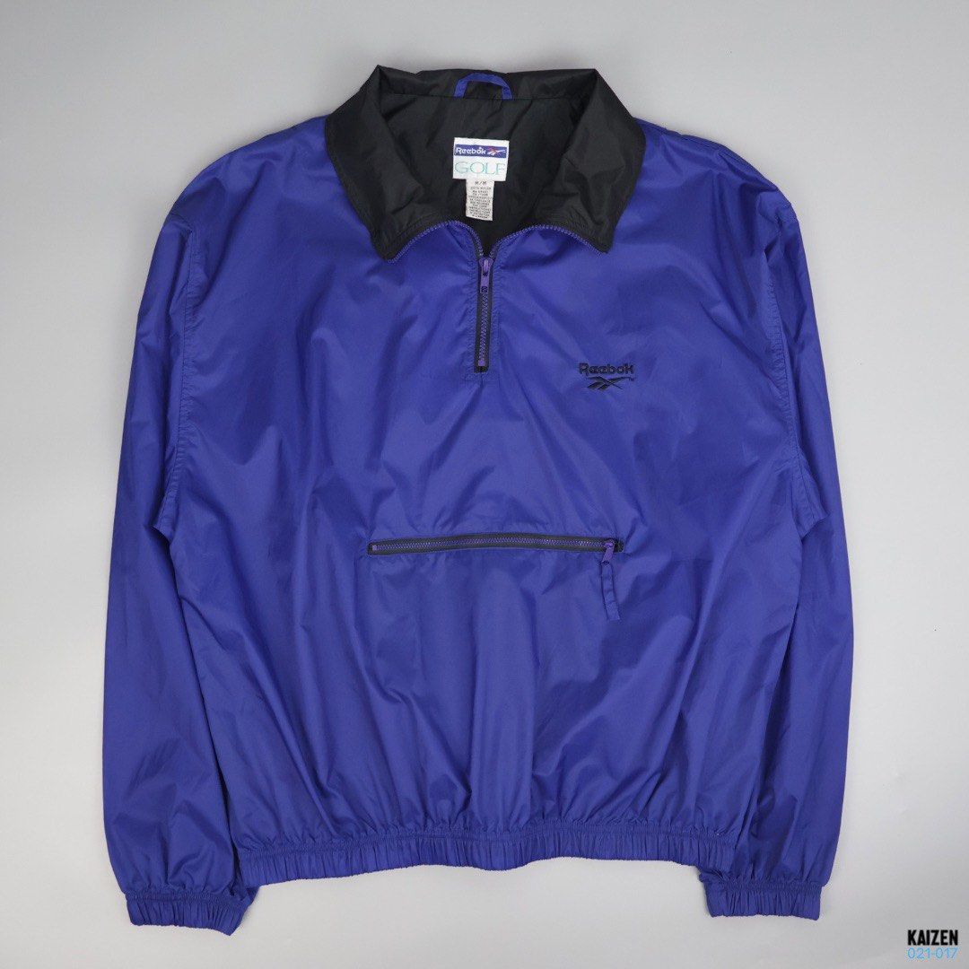 VINTAGE REEBOK - QUARTER ZIP WIND BREAKER (Category: Coats, Jackets and Outerwear) located in Obando. Submitted by _kaizen2022 (Listing ID 1314682479, Image 1). Description: VINTAGE REEBOK - QUARTER ZIP WIND BREAKER (swipe to see when worn) - Tagged Size: M Dimensions: Length: 27” Width: 26” Shoulders: 24” Sleeves: 24.5” Hem: 18.5” Color: Blue Condition: Excellent Condition, good as new (10/10) 🏷️ : ₱ 990 + sf - ☑ Legit/Authentic ☑ Actual photos