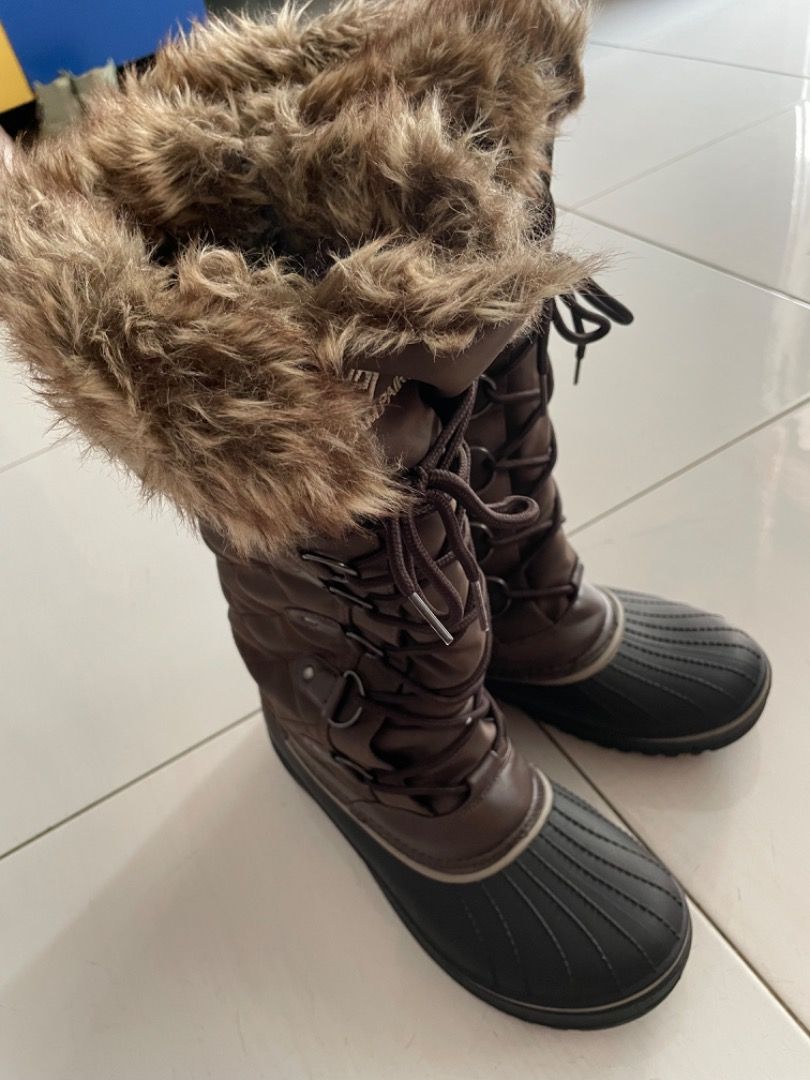 winter fleece lined adjustable calf high warm faux fur anti snow waterproof boots Women s Fashion Footwear Boots on Carousell