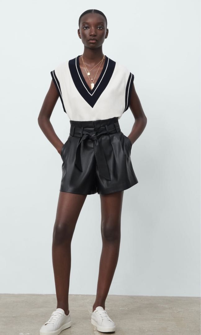 Zara faux leather high Waist shorts Women s Fashion Bottoms Shorts on Carousell