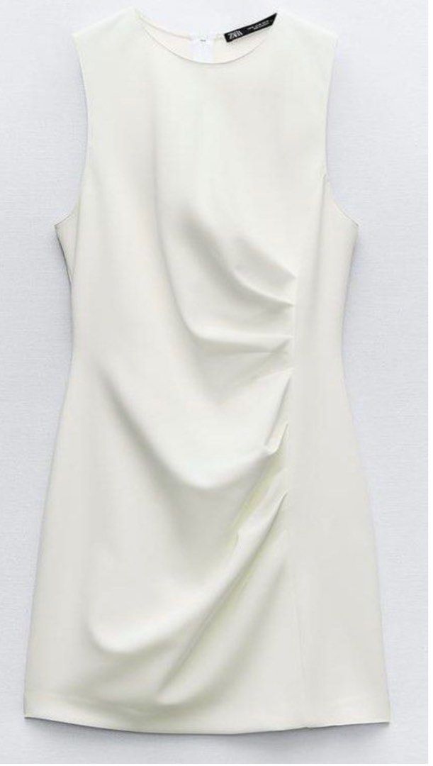 white graduation dress zara Zara Gathered White Dress Graduation