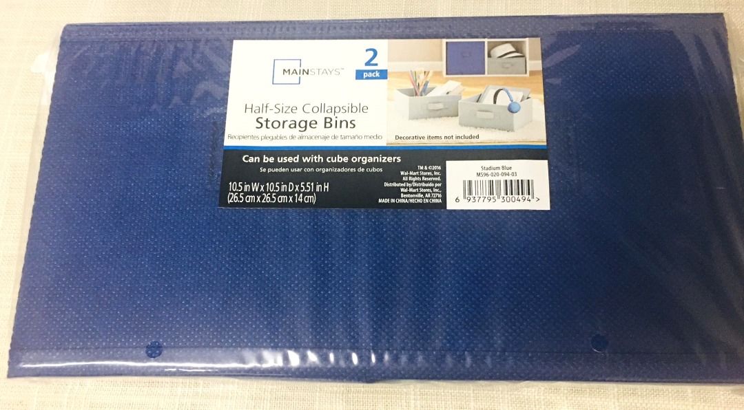 2 Pcs. Half Size Collapsible Storage Bins (Category: Storage Boxes & Baskets) located in Taguig. Submitted by Bloomscorner1 (Listing ID 1314871870, Image 1). Description: ✅ 2 pcs. in 1 pack (high quality half size collapsible storage bins, no cover) ✅ Approx. 10.5 (L)/ 10.5 (W)/ 5.5 (H) ✅ Available color : blue.