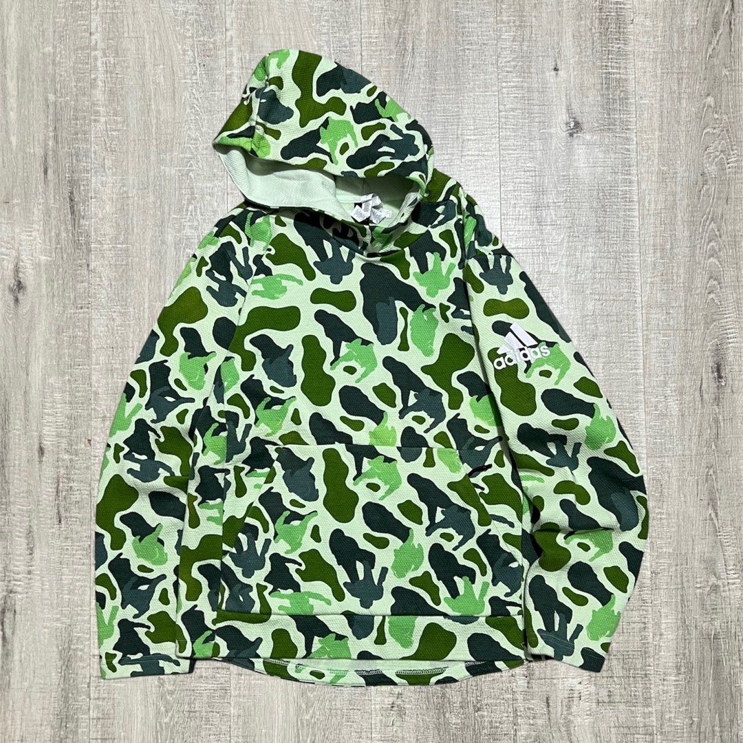 Adidas x nerd champ hoodie green camo Fesyen Pria Pakaian Atasan di Carousell